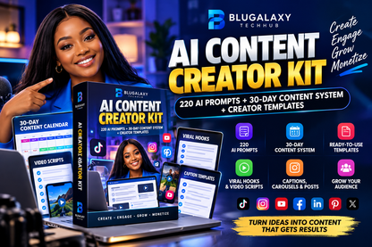 Blugalaxy AI Content Creator Kit — 220 AI Prompts + 30-Day Content System